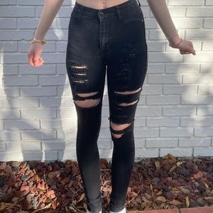 High waisted distressed fashion nova skinny jeans